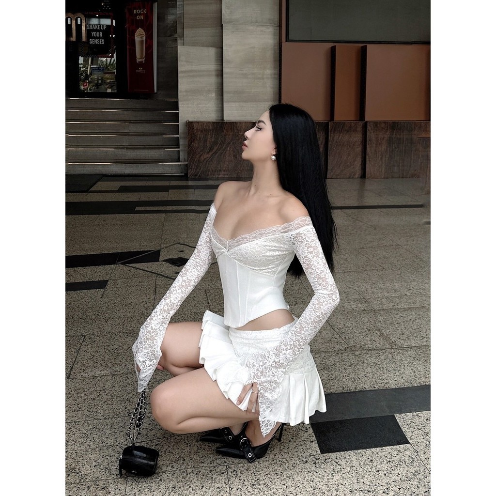 LSOUL - Selina Set ชุดเซ็ตเสื้อครอปแขนยาวเปิดไหล่ + รูปที่ 6