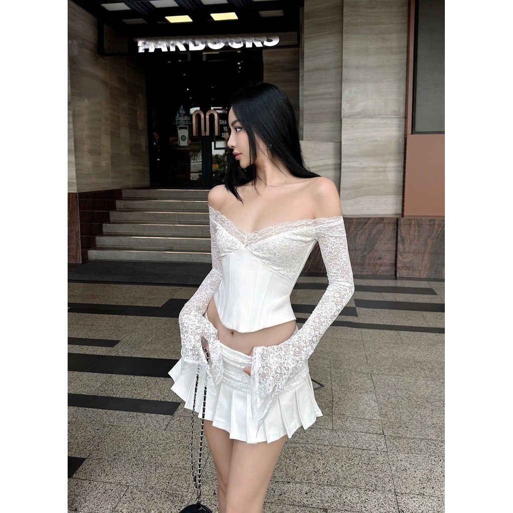 LSOUL - Selina Set ชุดเซ็ตเสื้อครอปแขนยาวเปิดไหล่ + รูปที่ 7