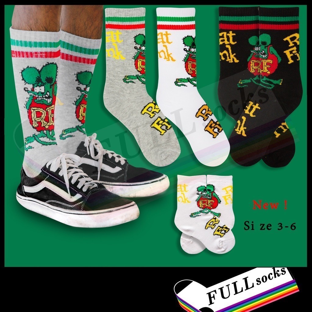 ถุงเท้า หนู แรทฟิงค์ ขนาด Free Size Rat Fink Socks