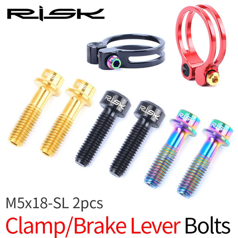 RISK 2Pc M5x18mm Titanium Hollow Bolt สำหรับจักรยานเบรค Lever Seat Tube Clamp ด้านหน้า Dial Clamp แหวน MTB Mountain Road