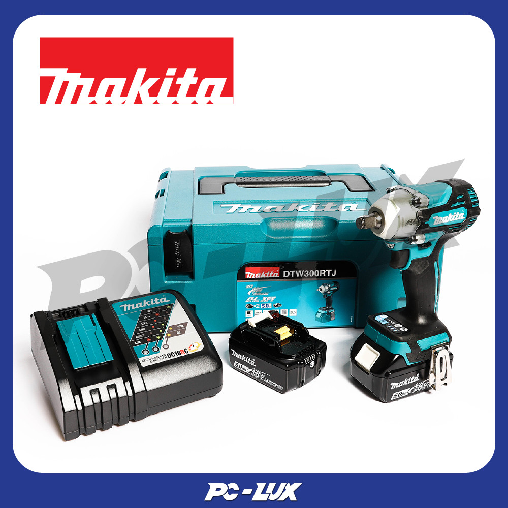 MAKITA บล็อกไร้สาย (พร้อมแบตเตอรี่) DTW300RTJ 1/2 นิ้ว 18 โวลต์