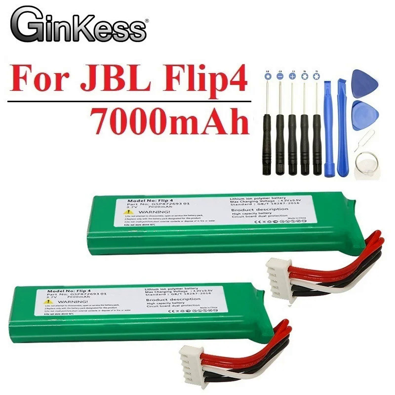 3.7โวลต์แบตเตอรี่สำหรับ JBL พลิก4 Flip4 7000มิลลิแอมป์ชั่วโมงแบตเตอรี่แบบชาร์จไฟ GSP872693 01สำหรับ JBL ลำโพงพลิก4 Flip4