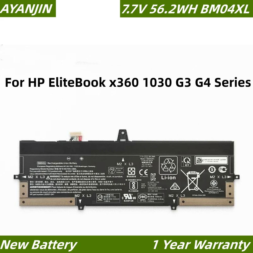 BM04XL 7.7V 56.2WH แบตเตอรี่แล็ปท็อปสำหรับ HP EliteBook X360 1030 G3 G4 Series HSTNN-UB7L L02031-541