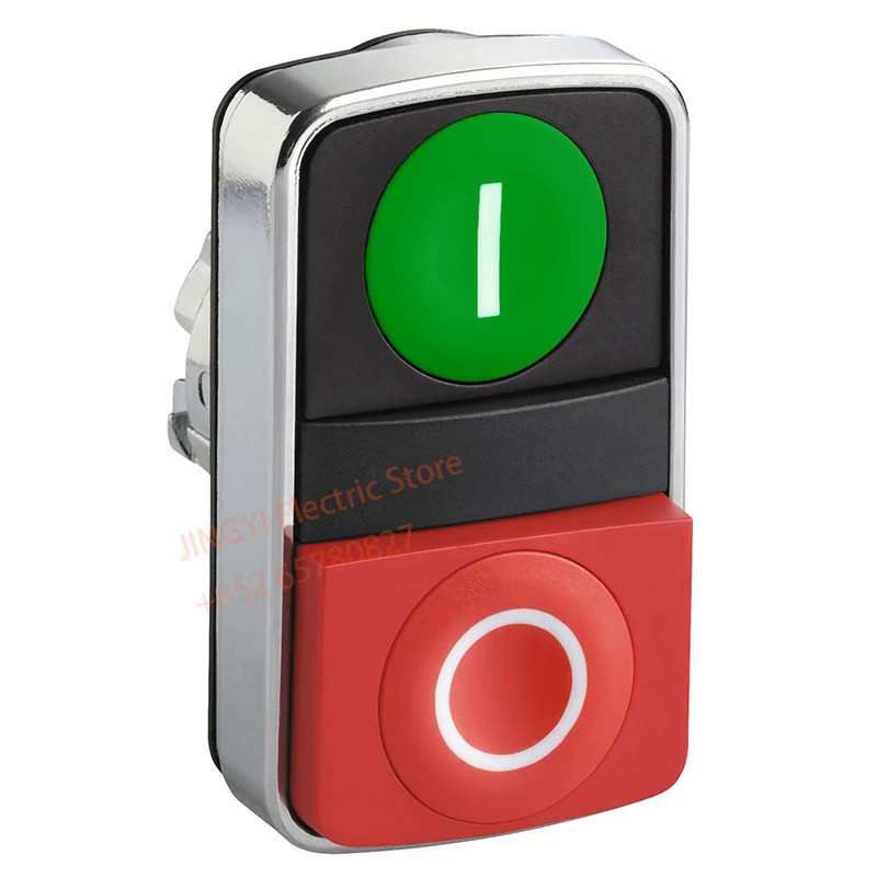 ZB4BL7341 Schneider Double Reset หัวปุ่ม-หัวแบนสีเขียว I/ หัวยกสีแดง O