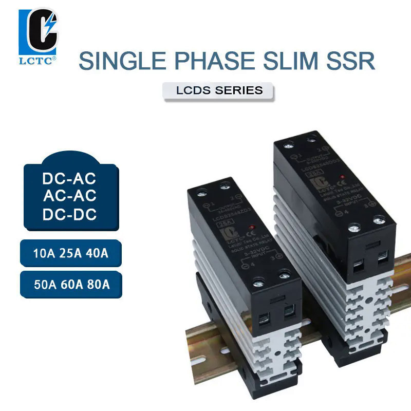 25A 40A 50A 60A เฟสเดียว Slim SSR Solid State Relay พร้อม Heat Sink Industrial Relay DIN Rail Mount