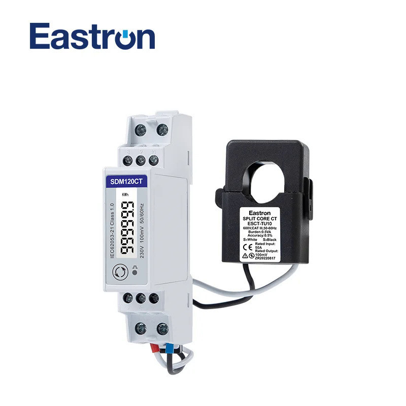 ESCT-TU10/0.1V,1เฟส2สาย,230V, RS485 Modbus,วัด Kwh,Kvarh,U,I,P,Q,PF,Hz,Dmd,เครื่องวัดพลังงานราง DIN