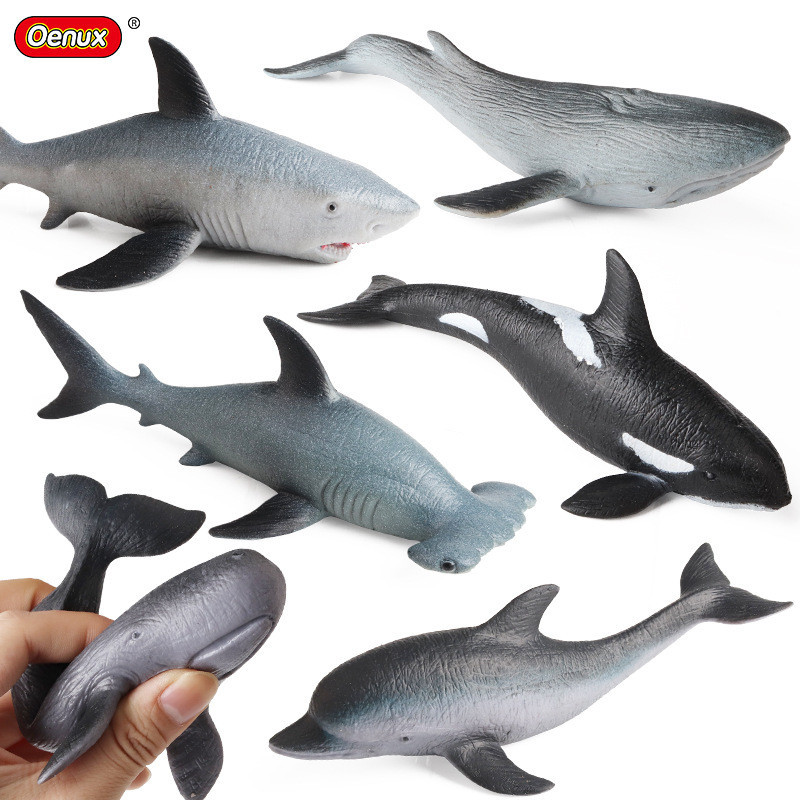 Children's Simulation Cognitive Marine Animal Model Dolphin Shark Sperm Whale Hammerhead Shark Kille