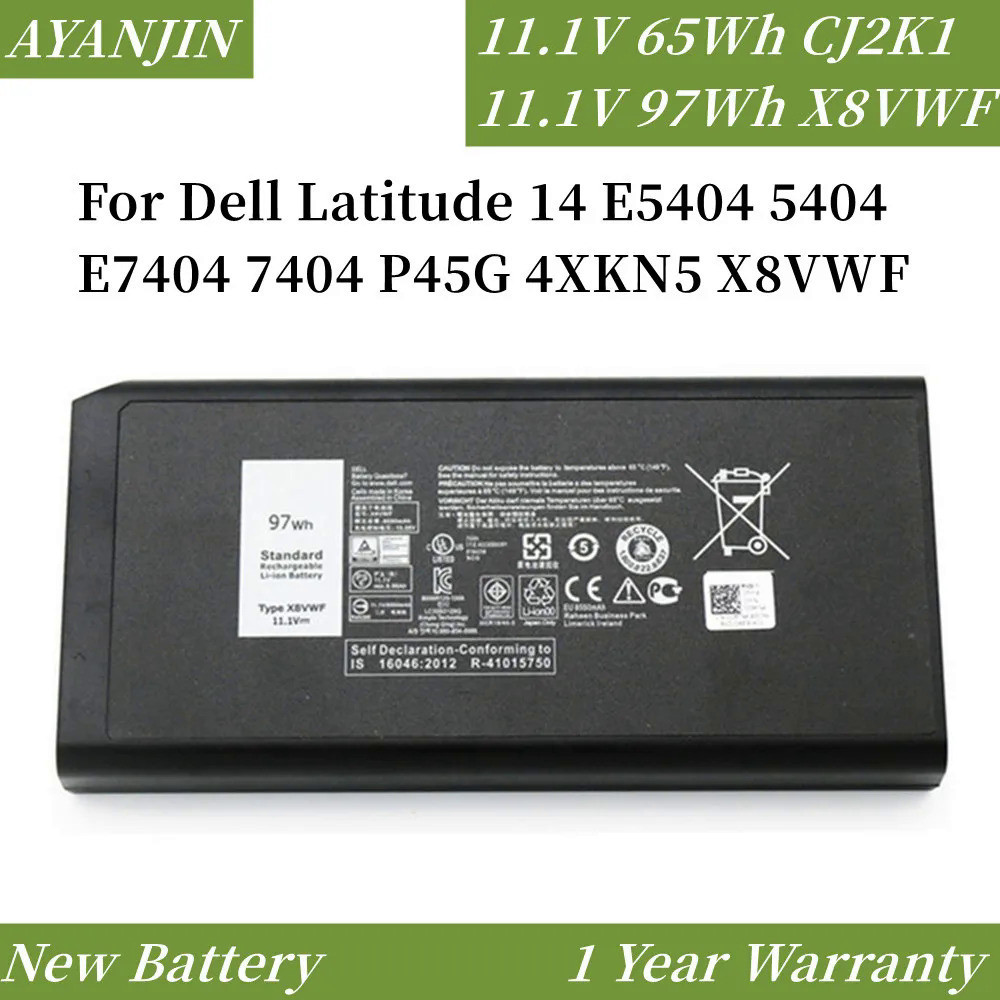 11.1V 65Wh 97Wh X8VWF 5XT3V  4XKN5 Laptop Battery for DELL CJ2K1 09FN4 DKNKD Latitude 14 7404 E5404 