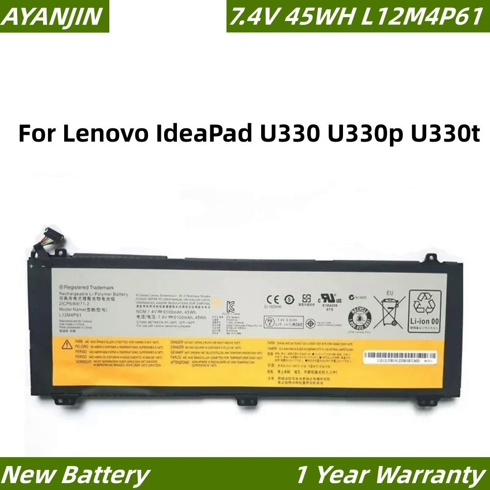 New L12M4P61 7.4V 6100mAh/45WH Laptop Battery for Lenovo IdeaPad U330 U330p U330t L12L4P61