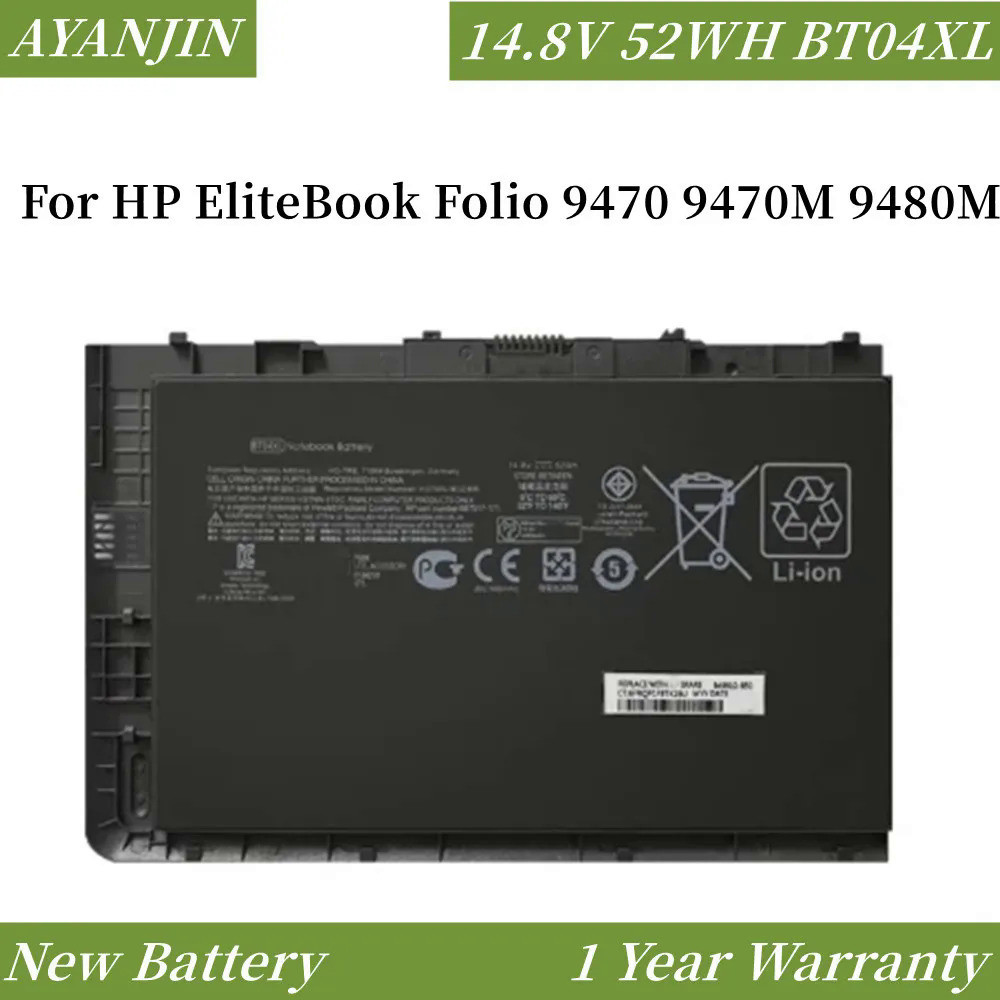 BT04XL 14.8V 52WH Battery for HP EliteBook Folio 9470 9470M 9480M HSTNN-IB3Z HSTNN-DB3Z HSTNN-I10C B