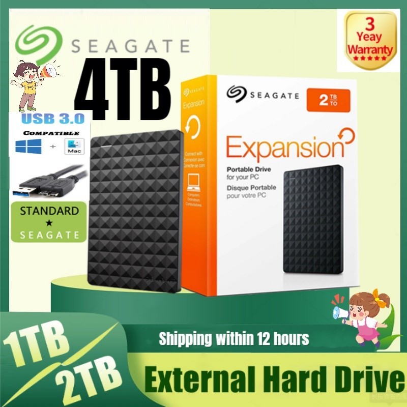 Seagate ฮาร์ดไดรฟ์ภายนอก HD Usb 3.0 1TB 2TB 4TB