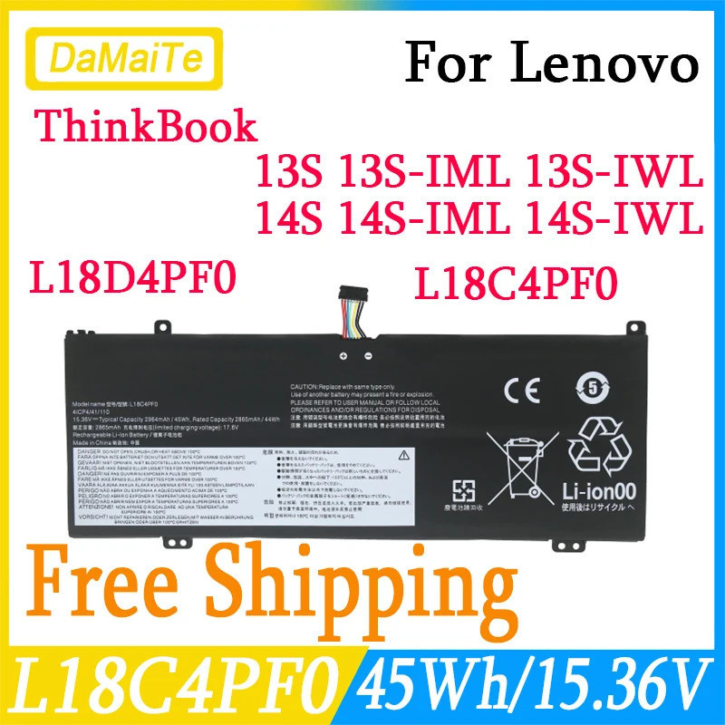 Original L18M4PF0แบตเตอรี่สำหรับ Lenovo ThinkBook 13S 14S 13S-IWL 13S-20R90071GE 14S-IWL 14S-20RM 20RS 20R9 L18D4PF0 L18