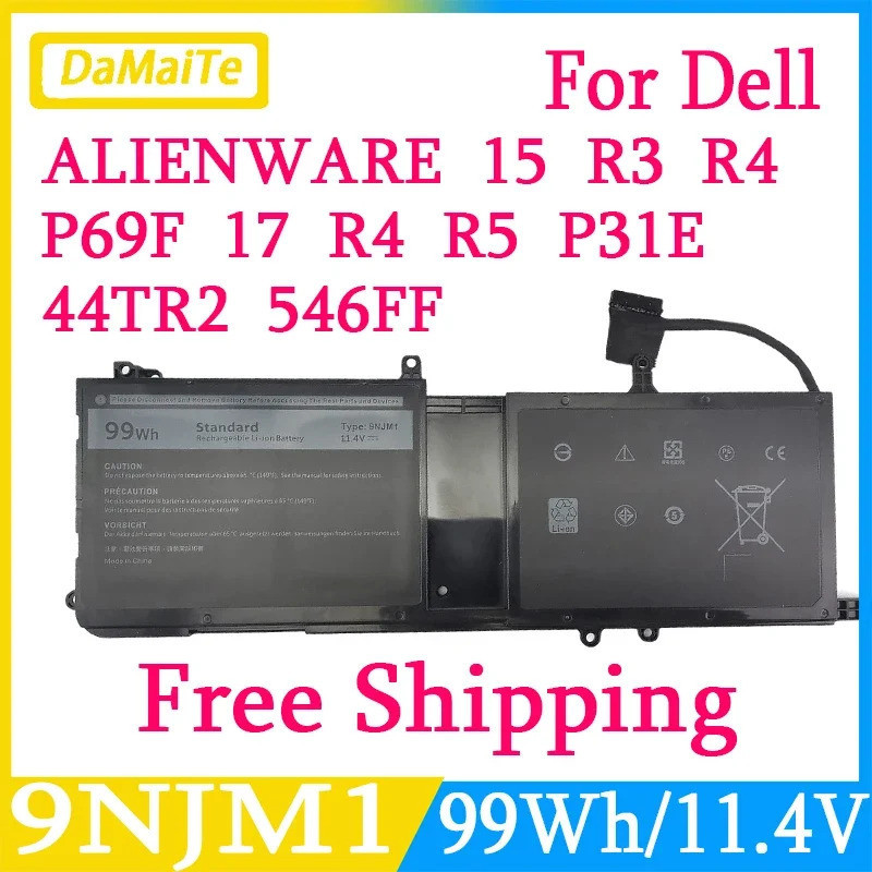 แบตเตอรี่แล็ปท็อป9NJM1สำหรับ Dell Alienware 15 R4 R3 17 R4 R5 P69F001 546FF 44T2R P31E001 P31E MG2YH