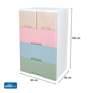 STACKO ตู้ลิ้นชัก 4 ชั้นทึบ NEAT 65x46x105 ซม. PASTEL จัดส่งโดย HomePro
