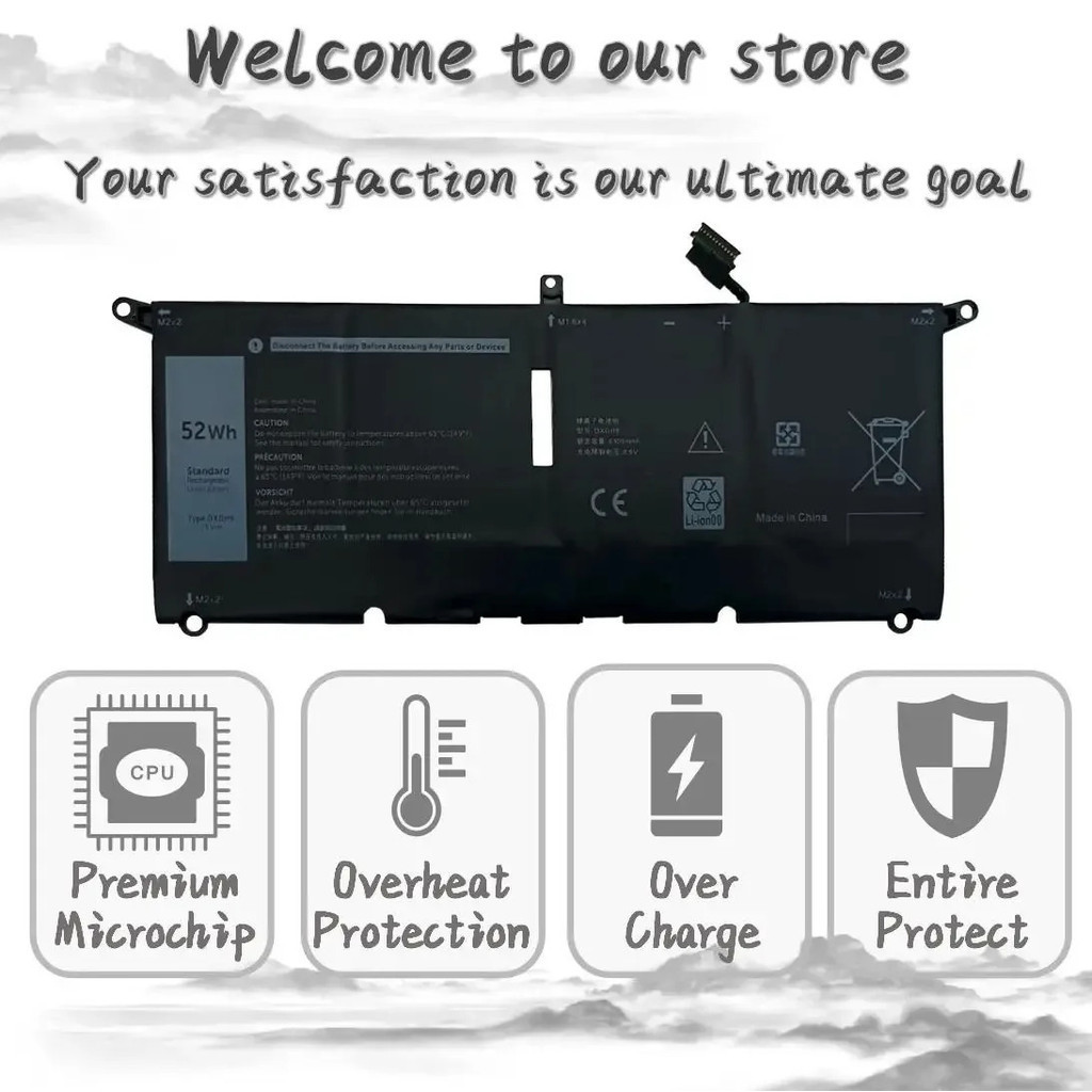 NOBI 6842MAh แบตเตอรี่แล็ปท็อป DXGH8สำหรับ DELL XPS 13 9380 9370 7390สำหรับ DELL Inspiron 7390 2-In-