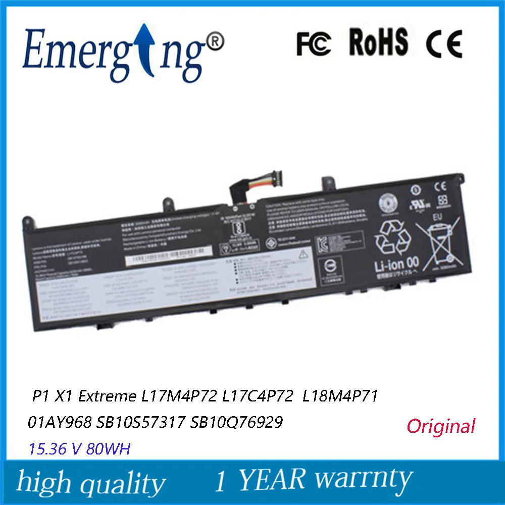 Original แล็ปท็อปแบตเตอรี่ L17C4P72 L17M4P72สำหรับ Lenovo ThinkPad X1 Extreme Gen 1 2 ThinkPad P1 1s