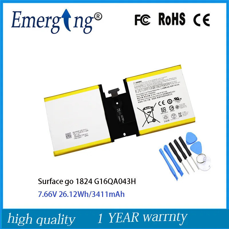 7.66โวลต์26.12Wh ใหม่เดิม G16QA043H แล็ปท็อปแบตเตอรี่สำหรับ Microsoft Surface Go 10 "แท็บเล็ต1824ปกห