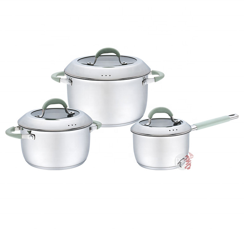 Realwin 6 pcs Conical shape cooking pots and pans non stick stainless steel cookware set