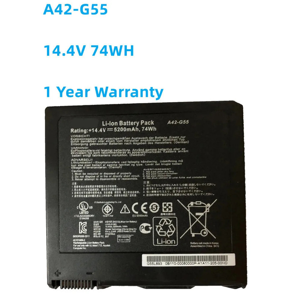 Laptop battery ASUS,, 74oh, 47 w, G55V, g55fm, G55VW