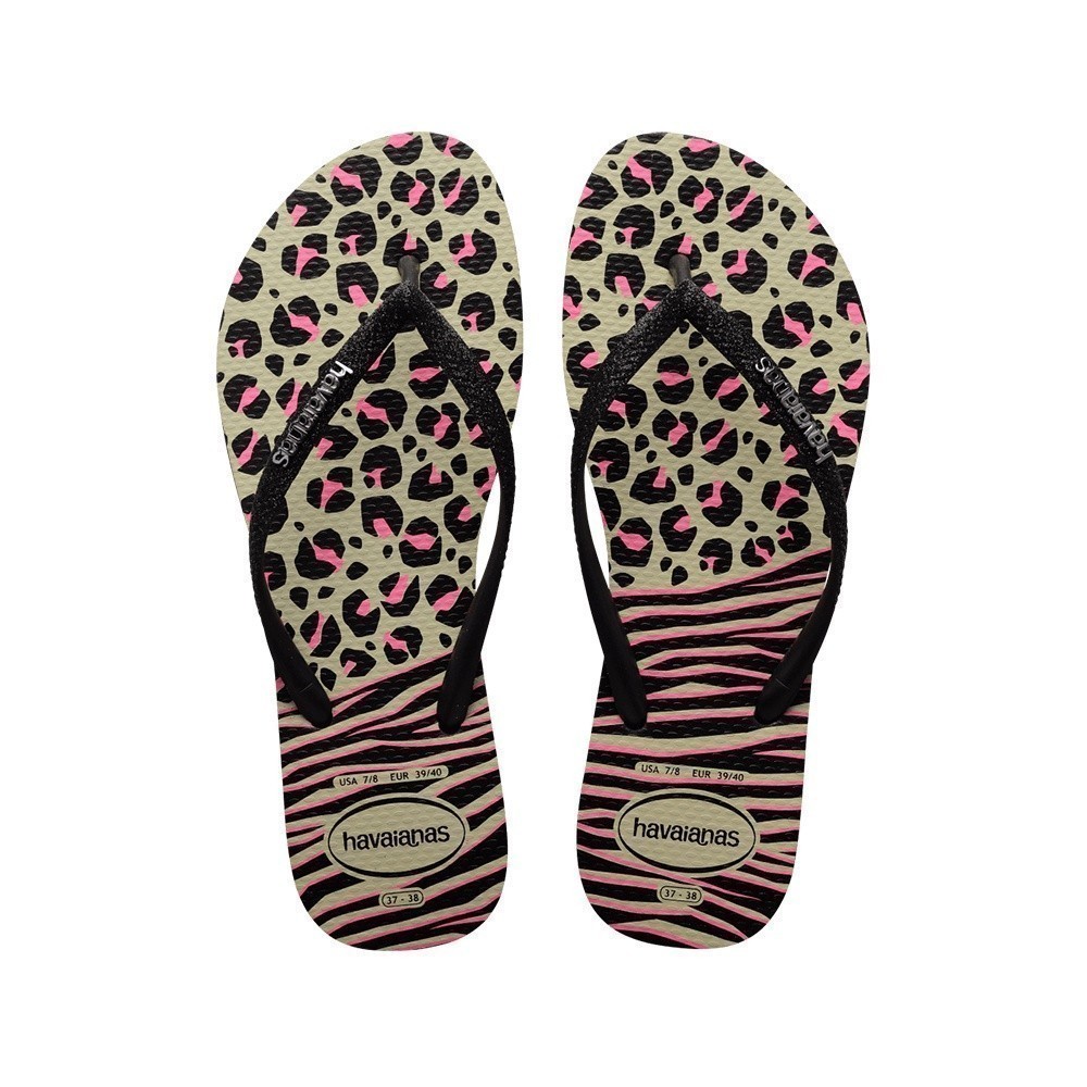 HAVAIANAS รองเท้าแตะผู้หญิง Slim Animals Mix Flip Flop Black/Grey 41479640006F_F3BKGY