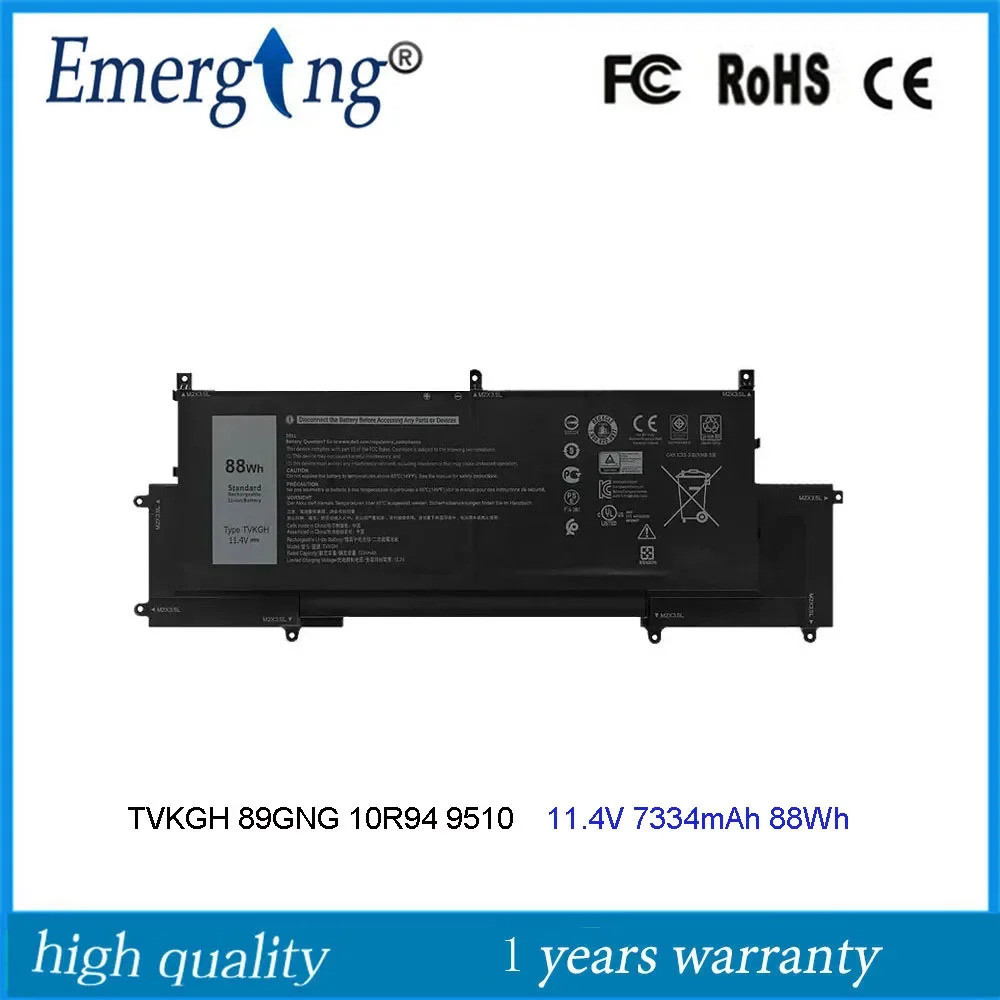 11.4V 88WH แบตเตอรี่แล็ปท็อป TVKGH สำหรับ Dell Latitude 15 9510 2-In-1 089GNG N7HT0 0HYMNG