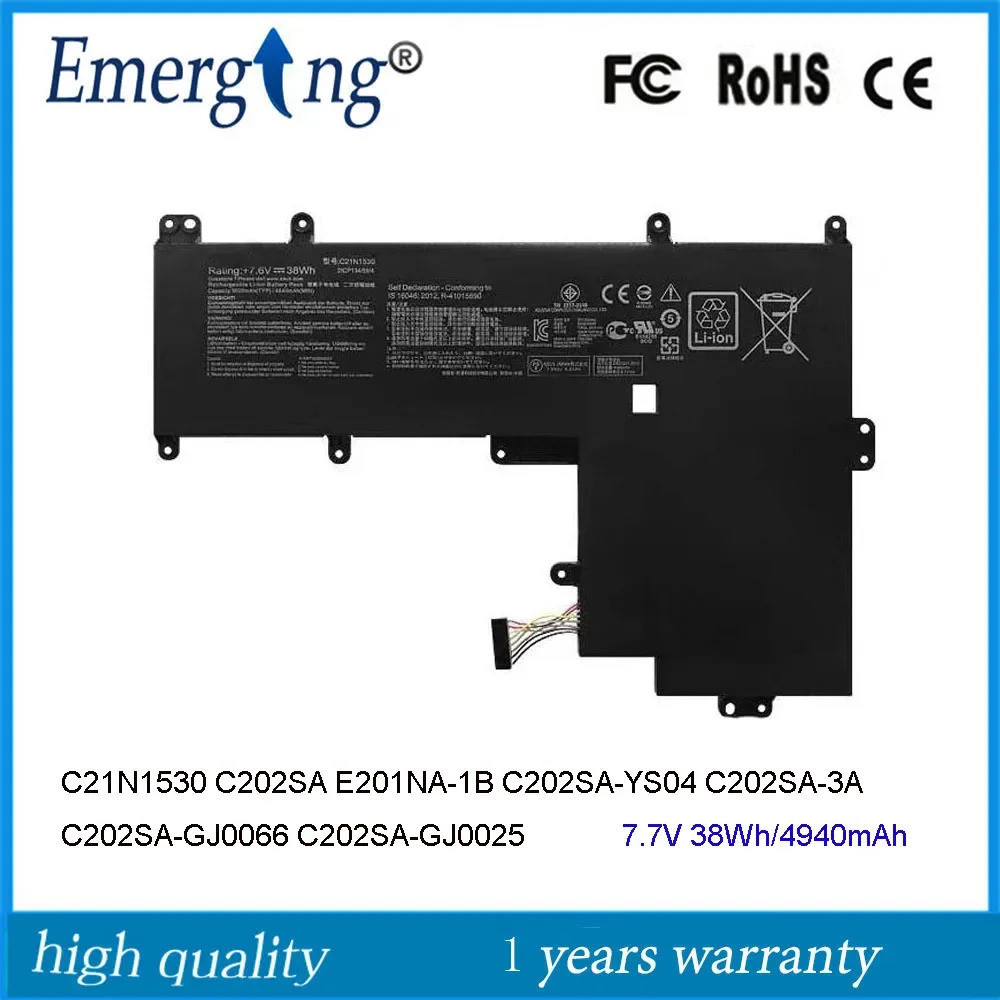 แบตเตอรี่ C21N1530 7.7V สำหรับ ASUS Chromebook C200SA C202 C202SA W202 W202NA C21Pq9H