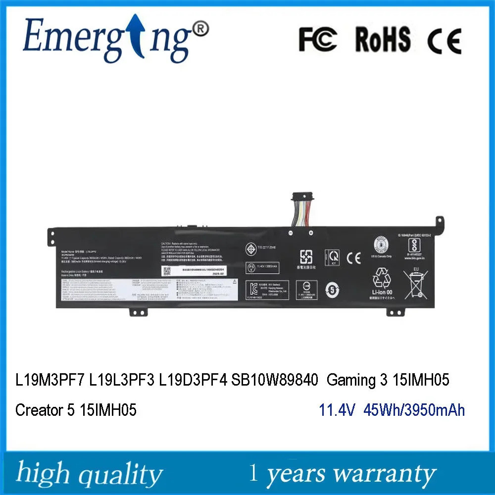 11.4V L19M3PF7 3-15ARH05 L19L3PF3 L19D3PF4แบตเตอรี่แล็ปท็อปสำหรับ Lenovo IdeaPad L350 Gaming 3 Creat