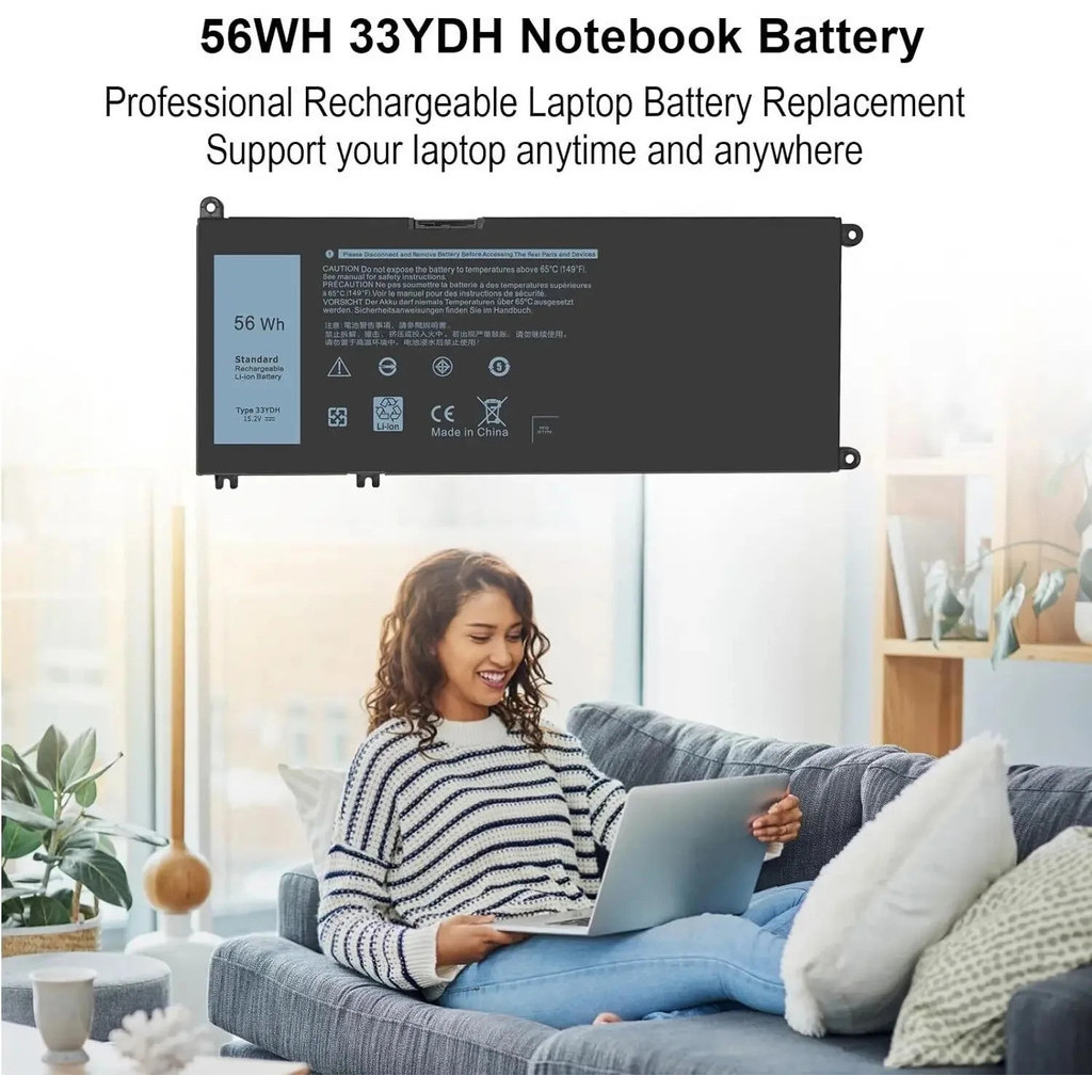 15.2V 33YDH แบตเตอรี่ DELL สำหรับ Dell Inspiron 15 7577 7588 17 7773 7778 7779 7786 G3 3579 5587 377
