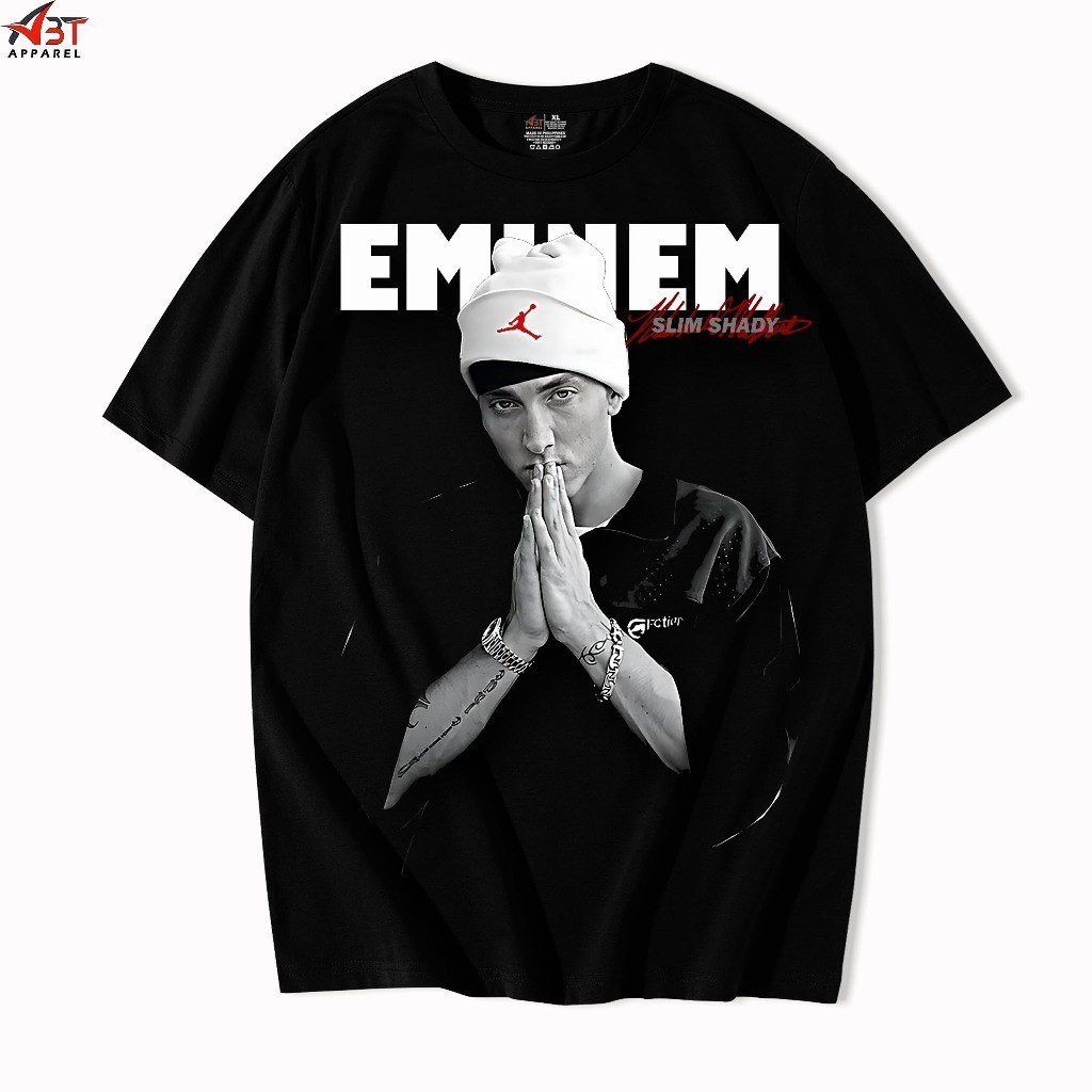 Eminem เสื้อเชิ้ตผ้าฝ้ายคอกลมพิมพ์ลายผู้ชายและผู้หญิง