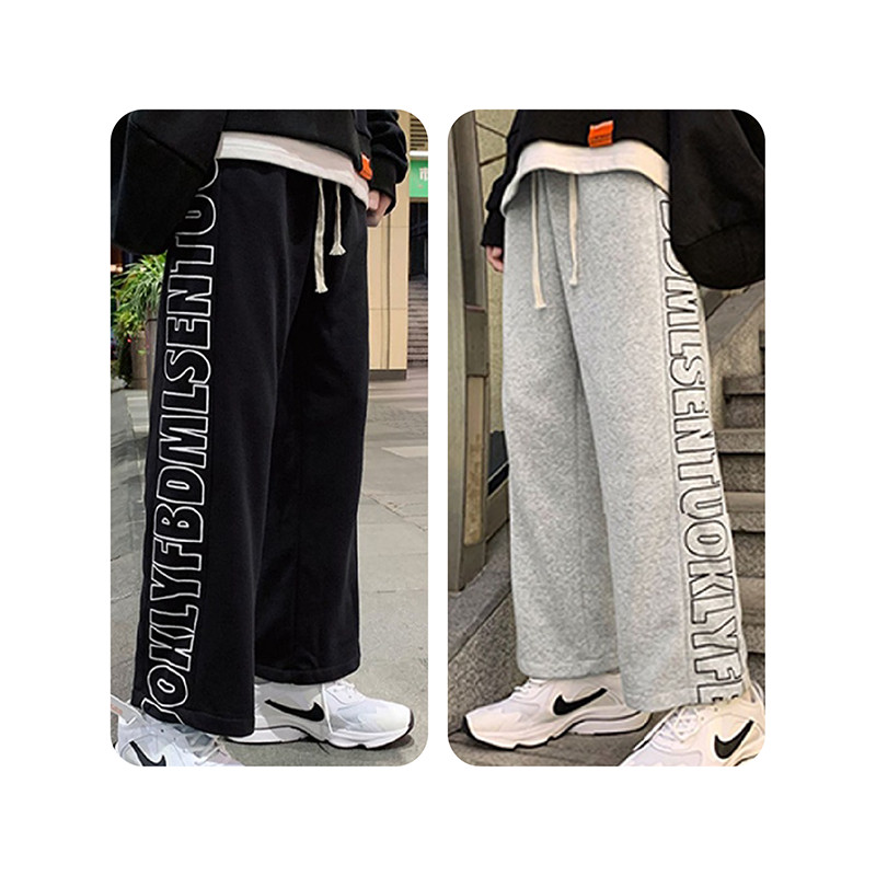 กางเกงขากว้าง เอวสูง สไตล์สตรีท สำหรับผู้ชาย มีให้เลือก 2 สี L-XL