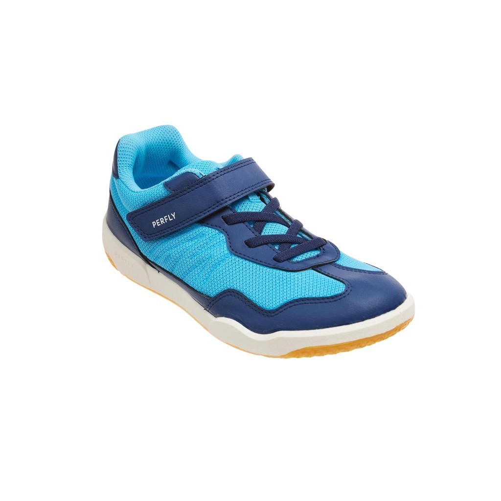 PERFLY - รองเท้าแบดมินตันสำหรับเด็กรุ่น BS SENSATION 190 (สีกรมท่า/ฟ้า AQUA) - JUNIOR BADMINTON SHOES BS SENSATION 190
