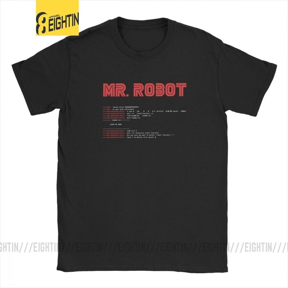 【COD】Top Tees Mr Robot Fsociety00.dat T-Shirt Men Hacker Fsociety Hack Linux Programmer Awesome Cott