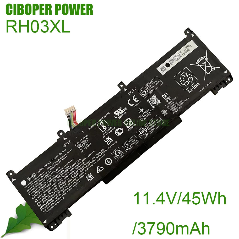 CP ของแท้แบตเตอรี่ TPN-DB0B RH03XL 11.4V/45Wh/3790MAh สำหรับ ProBook 430 440 450 455 630 640 650 G8 