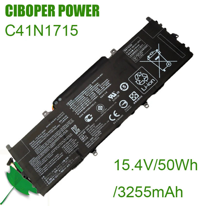 CP แบตเตอรี่แล็ปท็อป C41N1715 50Wh/ 3255MAh สำหรับ ZenBook 13 Series UX331FN UX331UA-1B UX331UN UX33