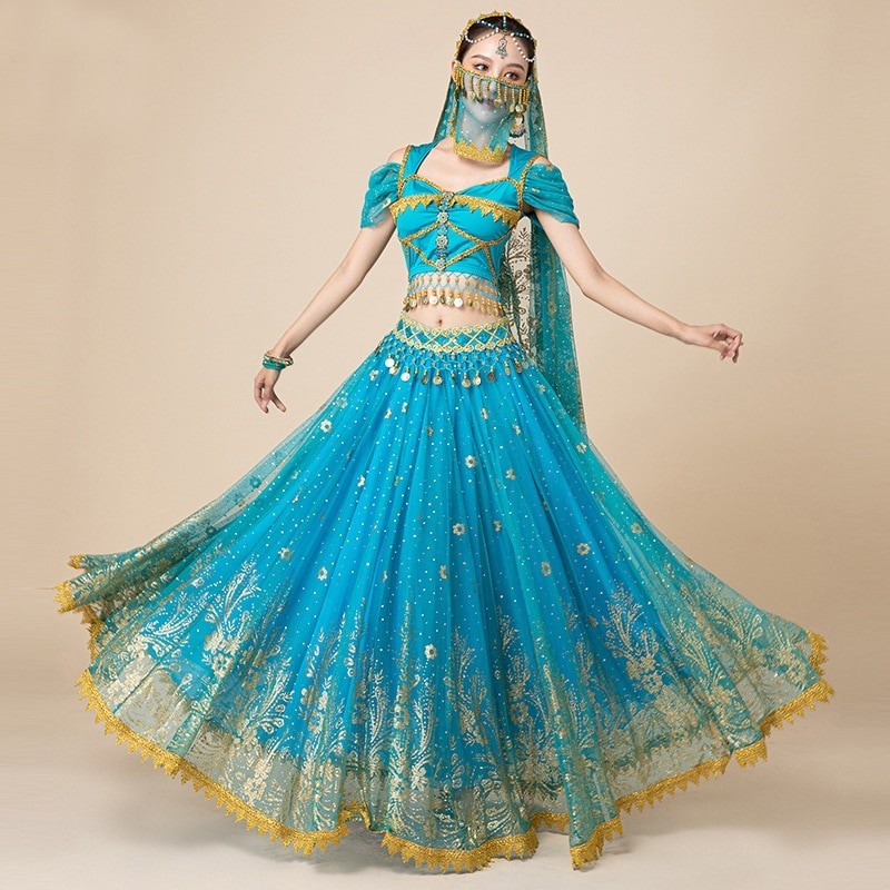 Arabian Festival princess costumes Indian dance embroider Bollywood Jasmine costume party cosplay Ja