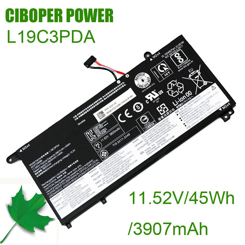 CP แบตเตอรี่แล็ปท็อป L19C3PDA 45Wh/3907MAh สำหรับ ThinkBook 14 15 G2 ITL G3 ACL ITL G4 ABAL 19C3PDA 