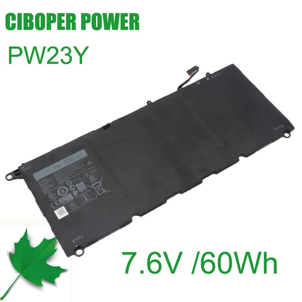 CP ที่มีคุณภาพเดิมใหม่แบตเตอรี่แล็ปท็อปสำหรับ XPS 13 9360ชุด RNP72 TP1GT PW23Y 7.6โวลต์60Wh PW23Y Li