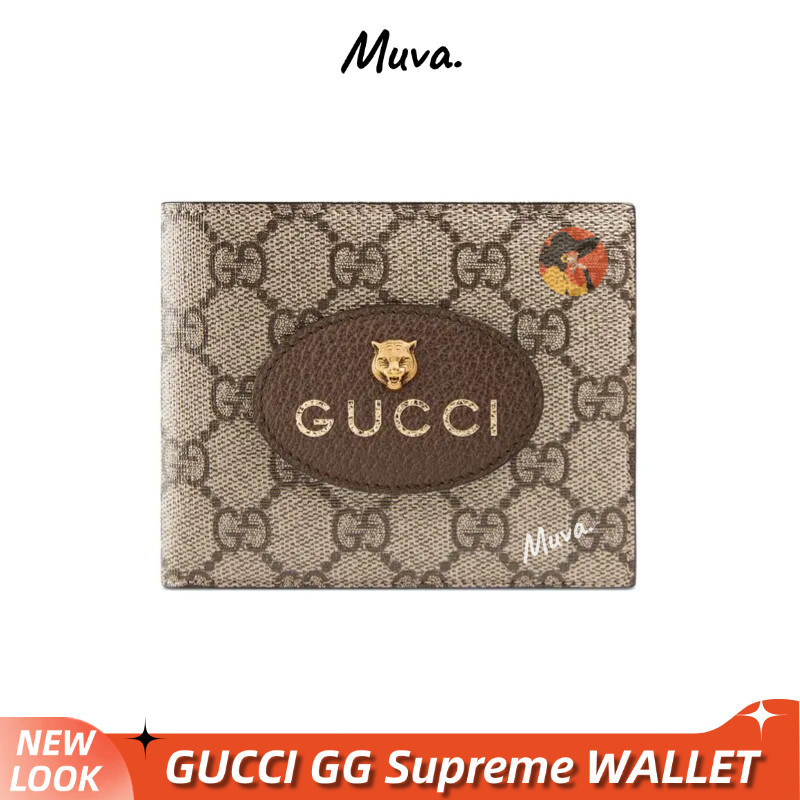 กุชชี่👜Gucci Neo Vintage GG Supreme Men/Wallets กระเป๋าสตางค์/ซองใส่บัตร/กระเป๋าสตางค์ GG
