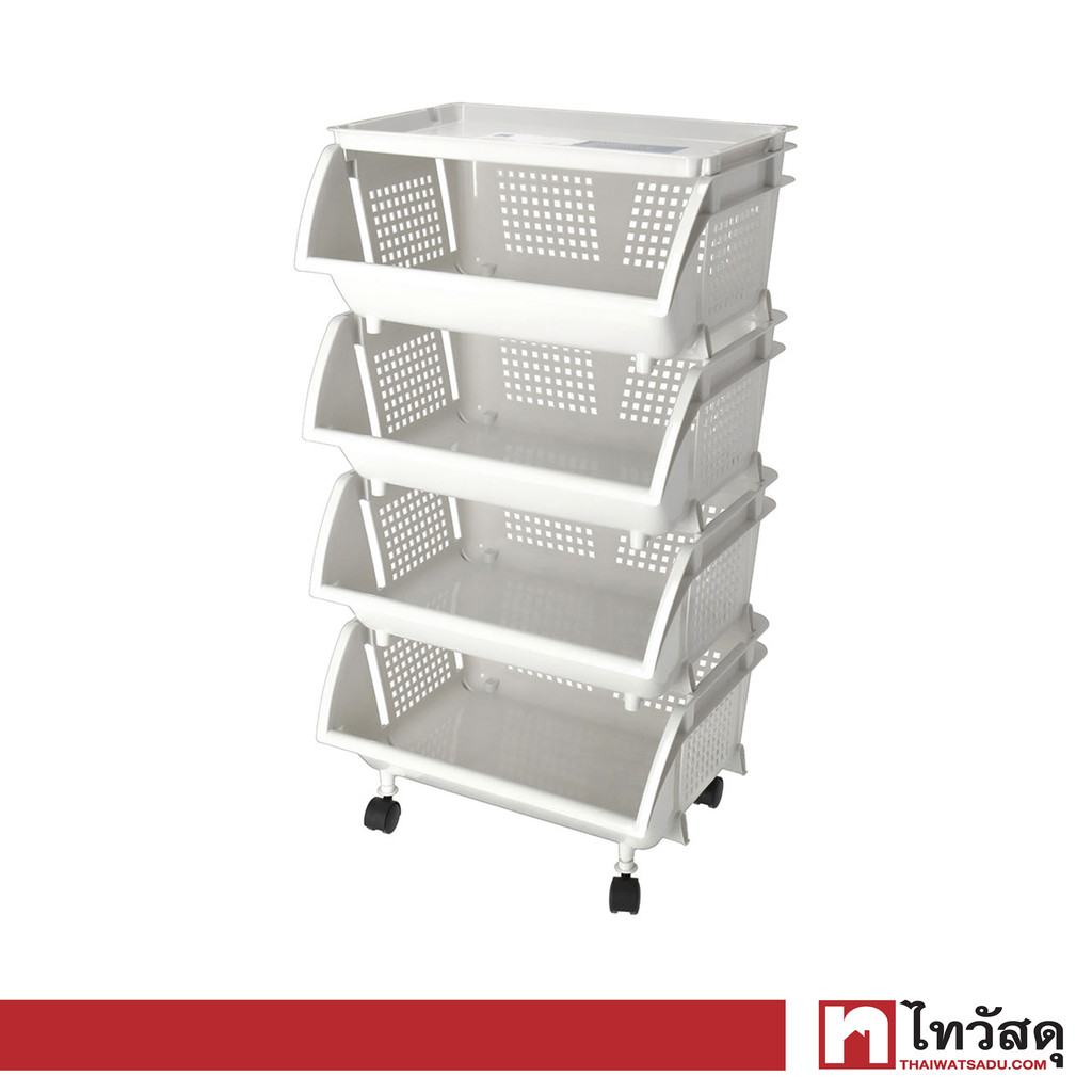 KASSA HOME ชั้นวางของพลาสติกอเนกประสงค์พร้อมล้อเลื่อน 4 ชั้น รุ่น JCP-5994 สีเทา