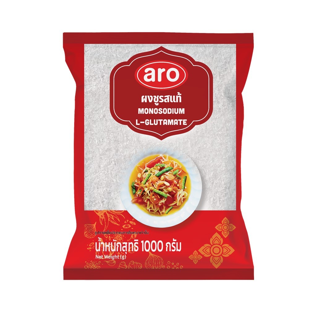 เอโร่ ผงชูรสแท้ 1000 กรัม / ARO MONOSODIUM GLUTAMATE 1000 G. / เครื่องปรุงรสและเครื่องเทศ