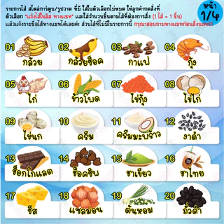 ป้ายไส้ขนม รสชาติต่างๆ สไตล์การ์ตูน รูปวาด ขนาด 6.5x9.5 ซม.
