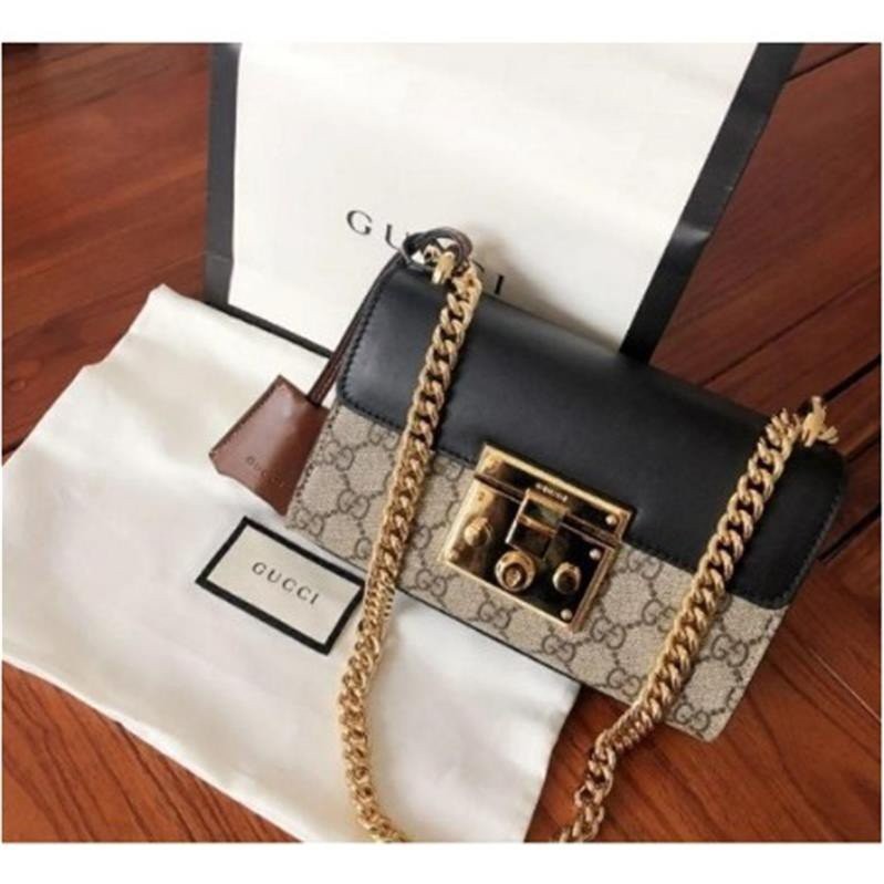 GUCCI Padlock Double G Supreme Small 409487 กระเป๋าสะพายโซ่ 95 ใหม่