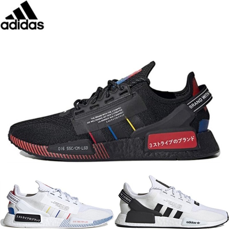 T.L Tourer กีฬา Adidas Nmd R1 V2 รองเท้าผู้ชายรองเท้าผู้หญิง Adidas Boost Japanese Olympic สีขาวสีดำ