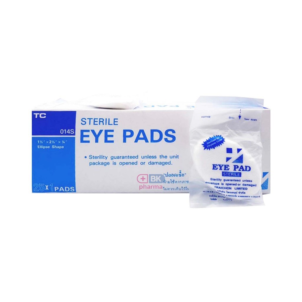 Eye Pads ผ้าปิดตา Sterile ผ่านการฆ่าเชื้อแล้ว ผ้าปิดตาปลอดเชื้อ TC ผ้าก๊อซปิดตา 1 กล่อง บรรจุ 25 ชิ้น