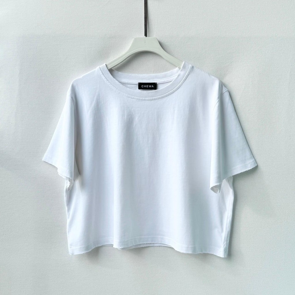 Chewa Online Store / เสื้อครอปคอกลม เสื้อยืด ผ้าฟอก วินเทจ - 8158