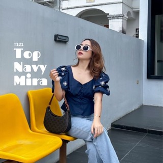 MyWay Brand : Top เสื้อ - Navy Mira 👋เลื่อนดูขนาดที่รูปสุดท้ายน้า