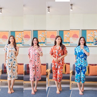 ชุดนอน Muslin pajamas [ โค้ด MUSSEP130 ลด 130 ฿]Silk Satin ผ้านุ่มลื่น ใส่สบาย ( รุ่น L1085,L1086,L1087,L1088 )