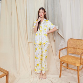 ชุดนอน Muslin pajamas [ โค้ด MUSSEP130 ลด 130 ฿] ชุดนอนผ้าเยื่อไผ่ แขนสั้นขายาว ผ้านุ่ม ใส่สบาย (รุ่น B398)