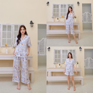 ชุดนอน Muslin pajamas [ โค้ด MUSSEP130 ลด 130 ฿] ชุดนอน  ซาติน Silk Satin ผ้านุ่มลื่น ใส่สบาย ( รุ่น T1032,N1032,L1032)