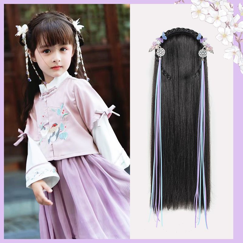 hairpiece ผมปลอมเด็ก สไตล์จีนโบราณ ชุดจีน โบราณ อุปกรณ์จัดแต่งทรงผม ผมปลอมยาว ผมปลอมเด็กผู้หญิง ผมปล
